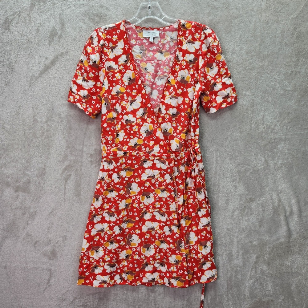& Other Stories Paris Atelier Red Floral Wrap Dress Short Sleeve Womens Size 2